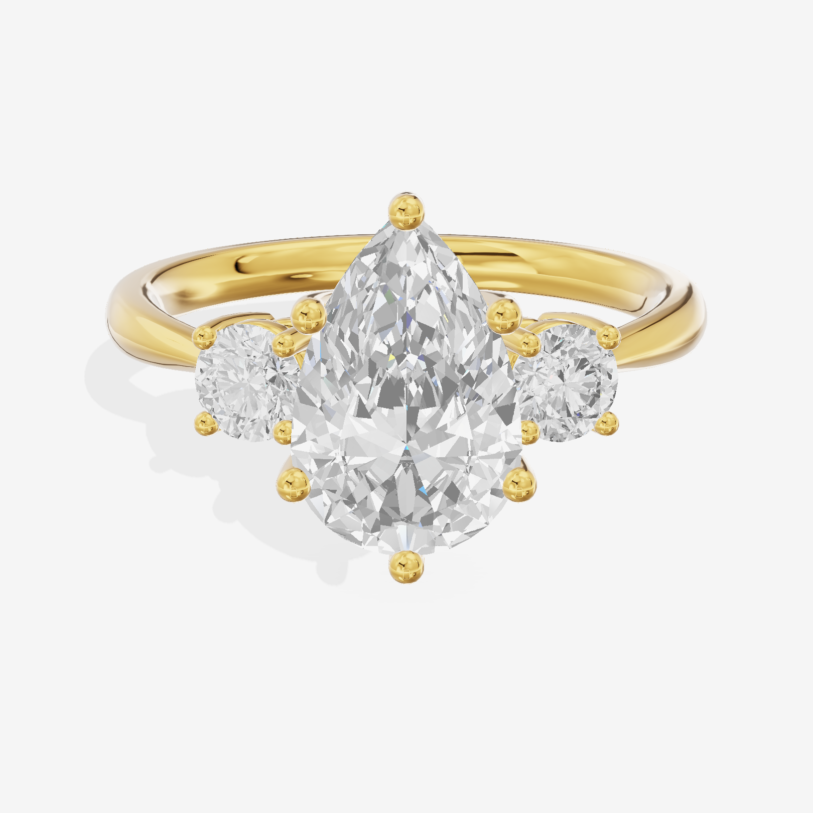 Petite Liviana 2mm Pear Three Stone Engagement Ring (1/2 ct. tw.) in 18K Yellow Gold
