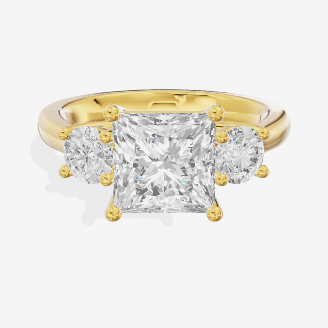 Petite Selenia Three Stone Princess Engagement Ring (1/3 ct. tw.) in 18K Yellow Gold
