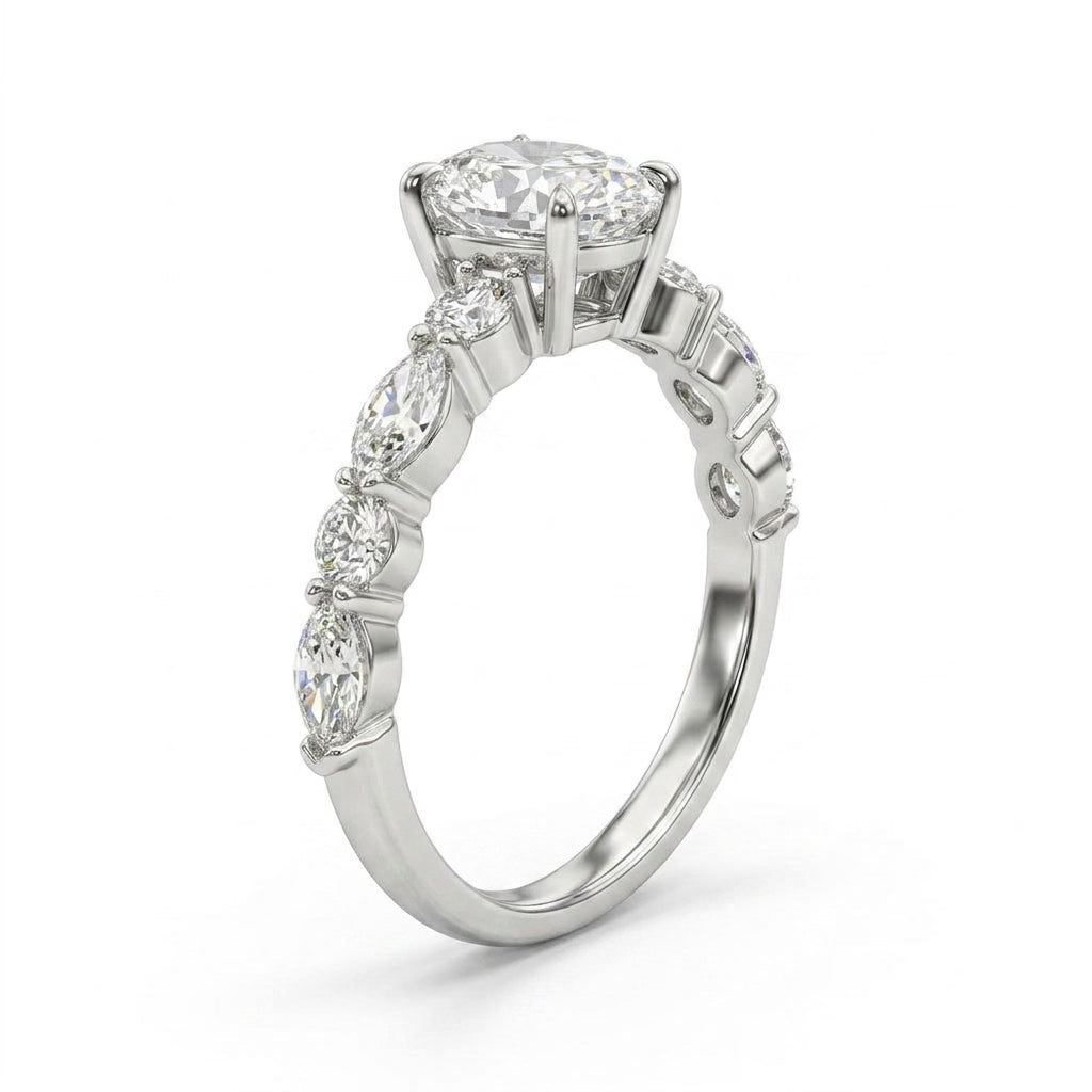 Solitaire Oval Engagement Ring (1.52 ct. tw.) in 18K White Gold