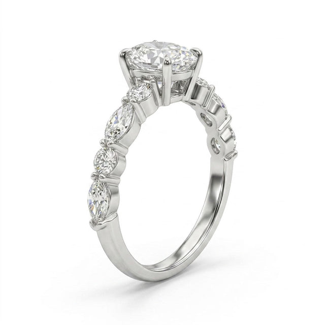 Solitaire Oval Engagement Ring (1.52 ct. tw.) in 18K White Gold
