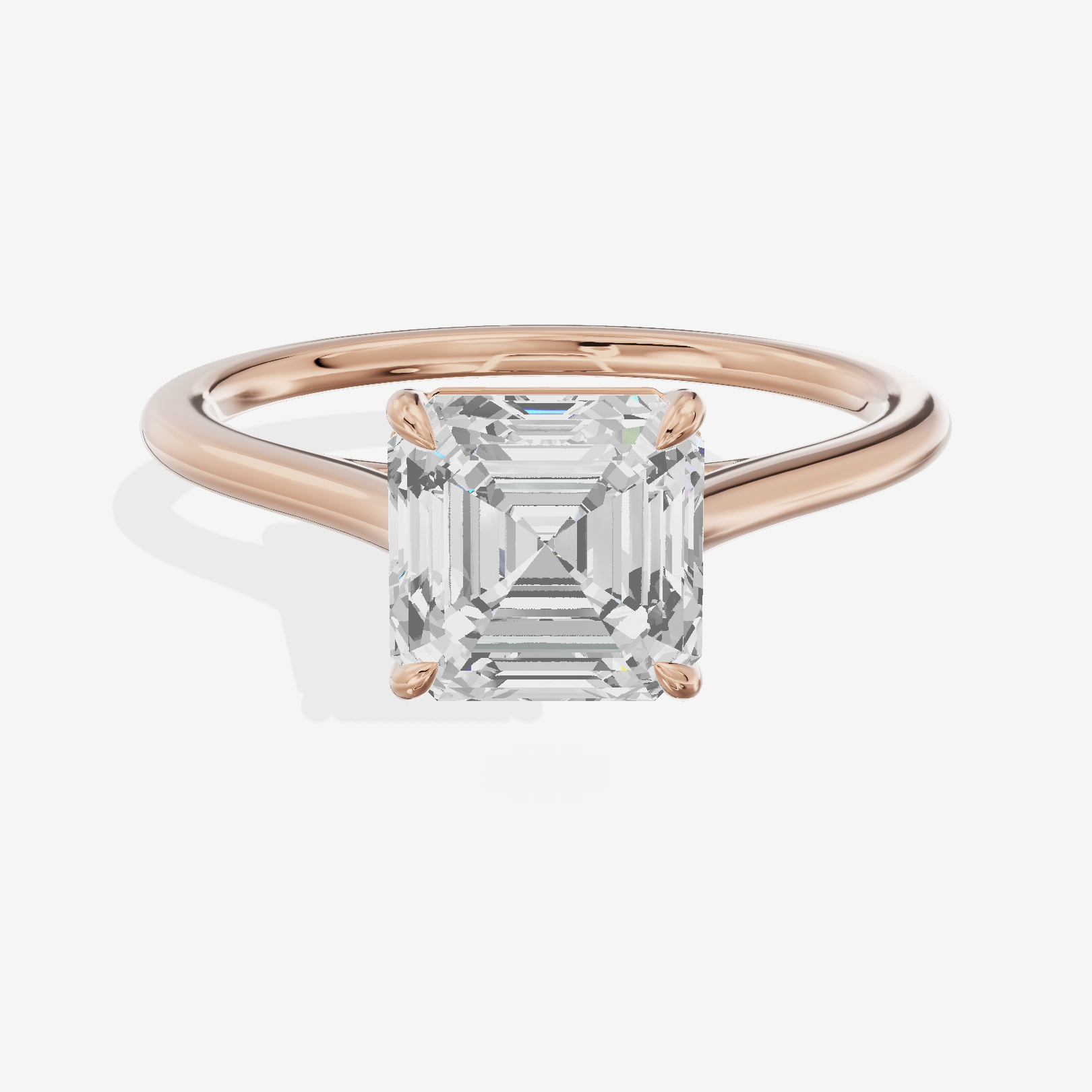 One of One 1.4mm Asscher Solitaire Engagement Ring in 18K Rose Gold