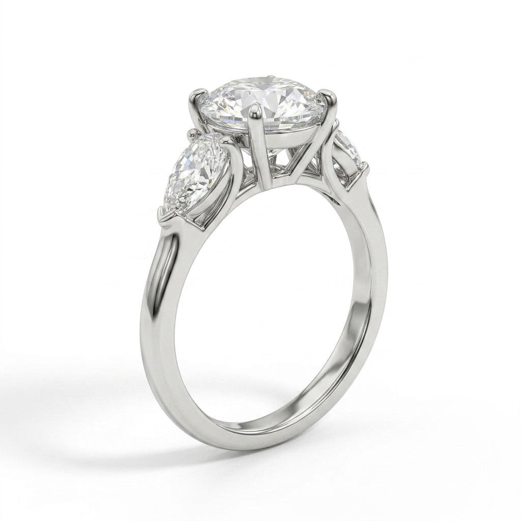 Three Stone Round Engagement Ring (5.03 ct. tw.) in 18K White Gold