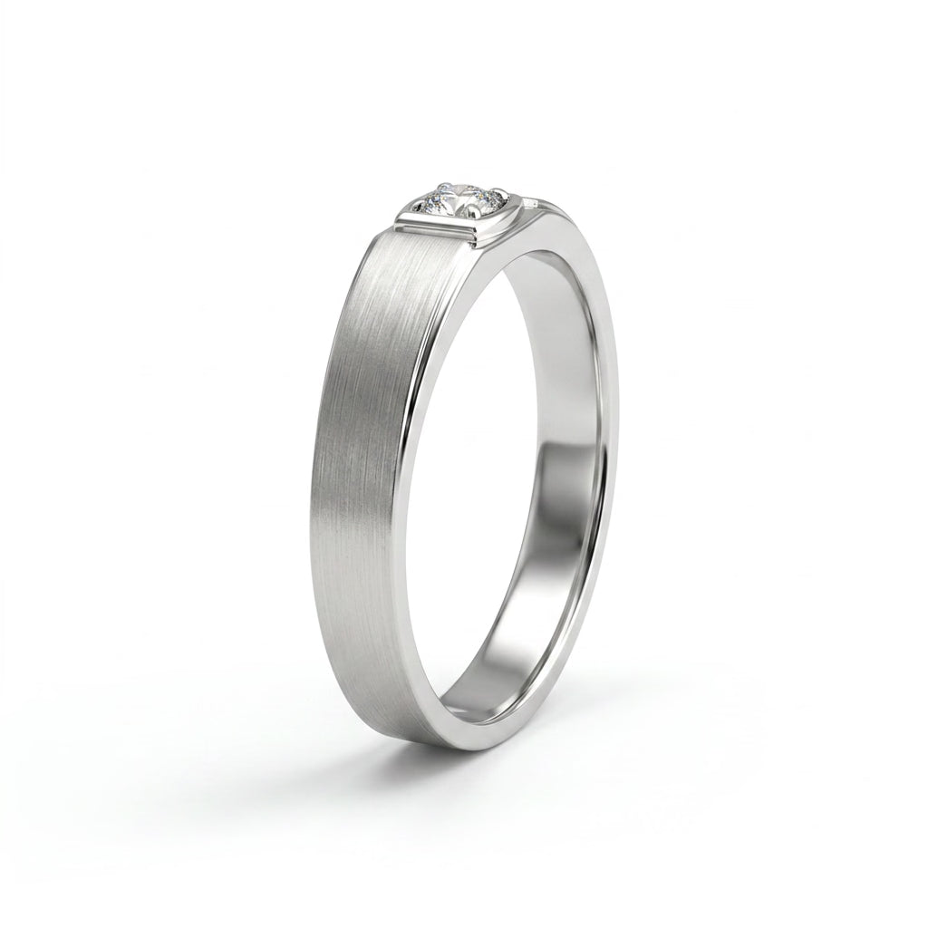 Low Profile Round Wedding Band (1/6 ct.) in 18K White Gold