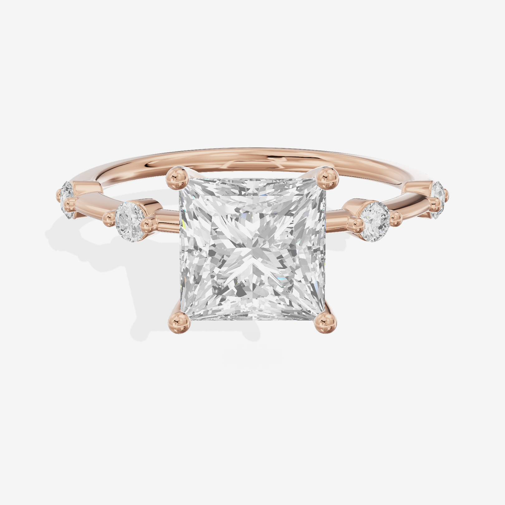 Grand Trueheart Princess Engagement Ring with Side Stones (1/2 ct. tw.) in 14K Rose Gold