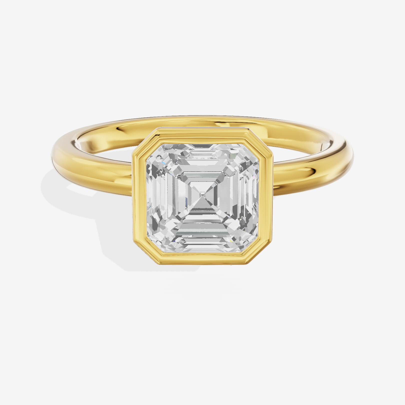 Tensare Bezel 2mm Asscher Solitaire Engagement Ring in 18K Yellow Gold