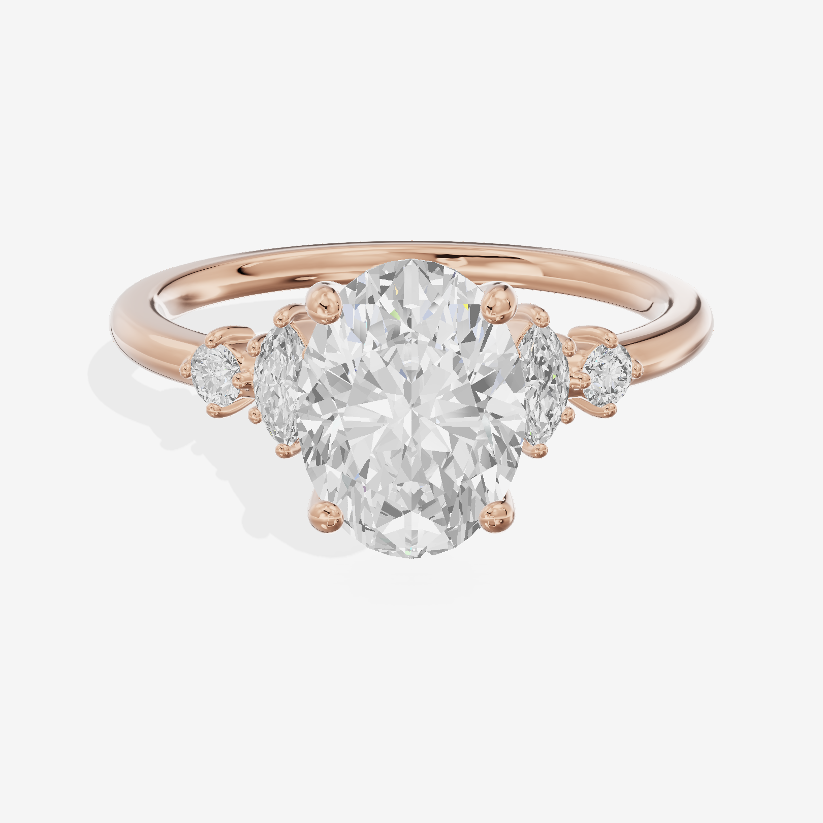 Hallowed Halcyon Oval Engagement Ring with Side Stones (1/6 ct. tw.) in 18K Rose Gold