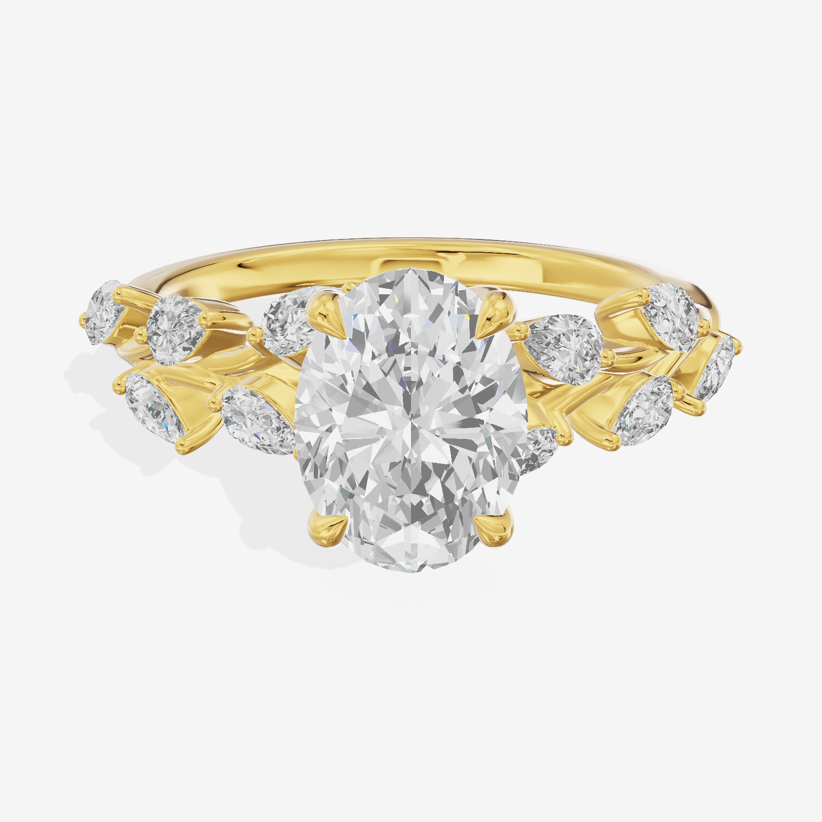 Classic Promezza Oval Engagement Ring with Side Stones (1/2 ct. tw.) in 18K Yellow Gold