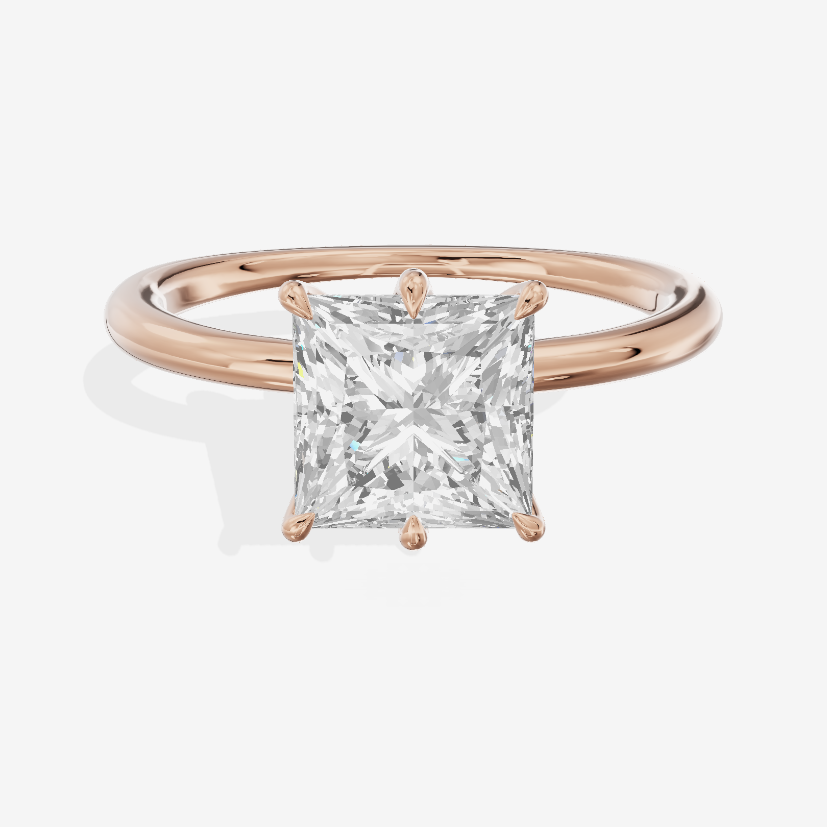 Modern Aimora 2.3mm Princess Six-Prong Engagement Ring in 18K Rose Gold
