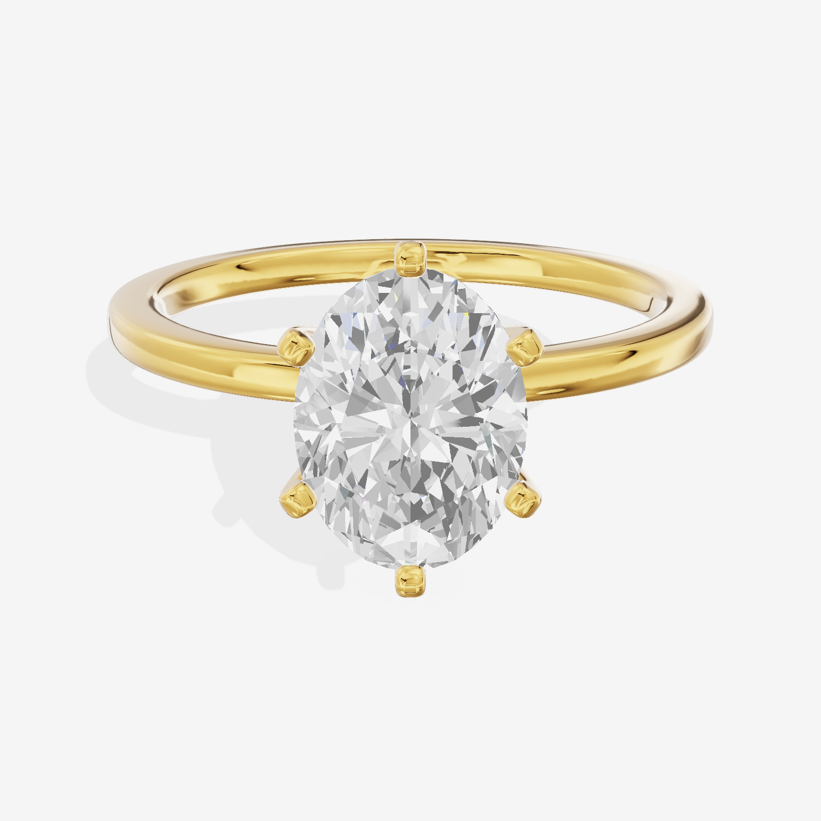 Petite Sincere 1.5mm Oval Six-Prong Engagement Ring in 14K Yellow Gold