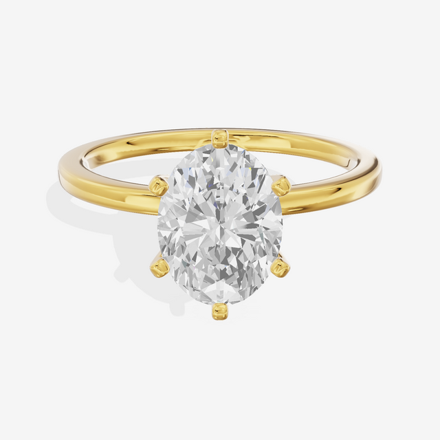 Petite Sincere 1.5mm Oval Six-Prong Engagement Ring in 14K Yellow Gold