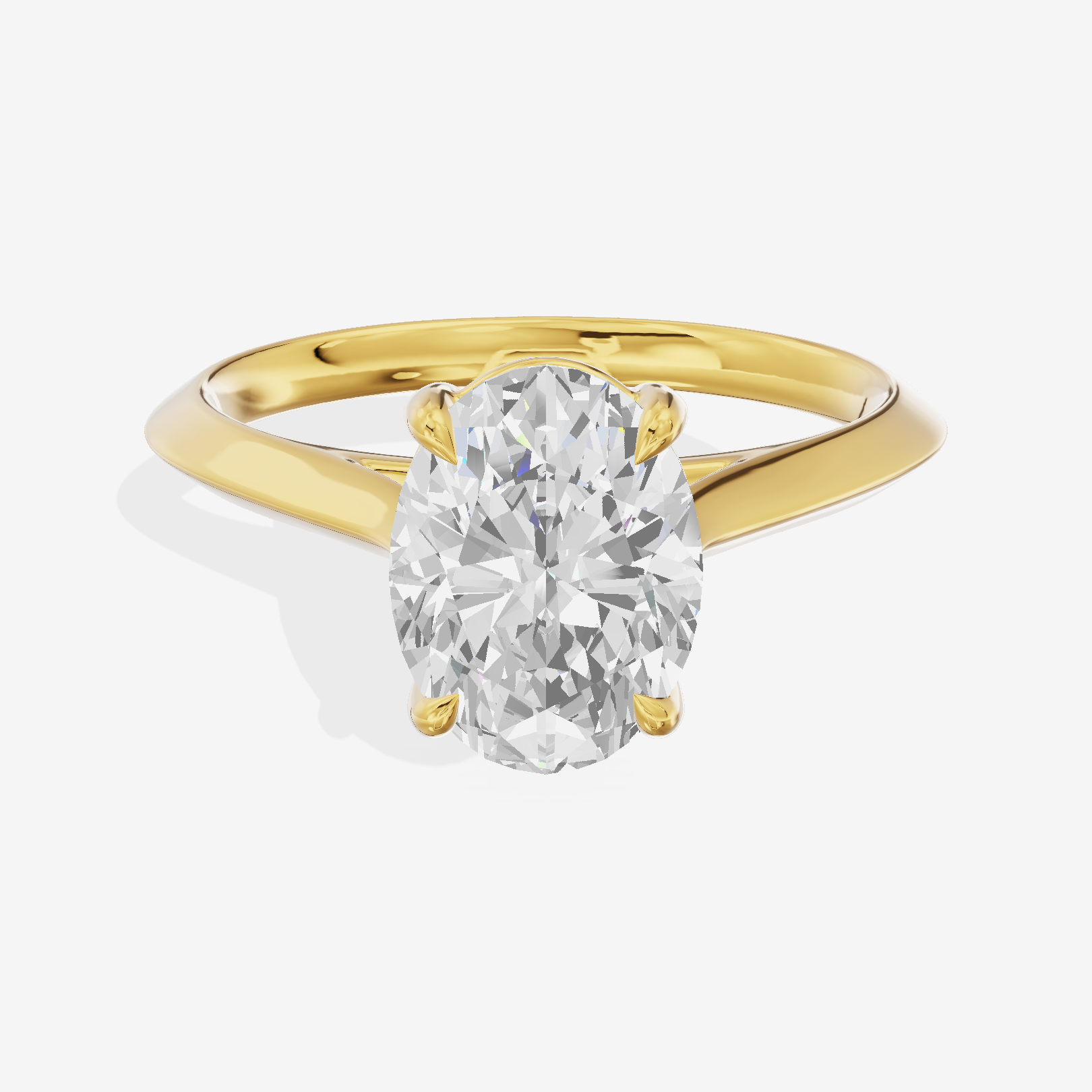 Belovae Solitaire 2mm Oval Engagement Ring in 18K Yellow Gold