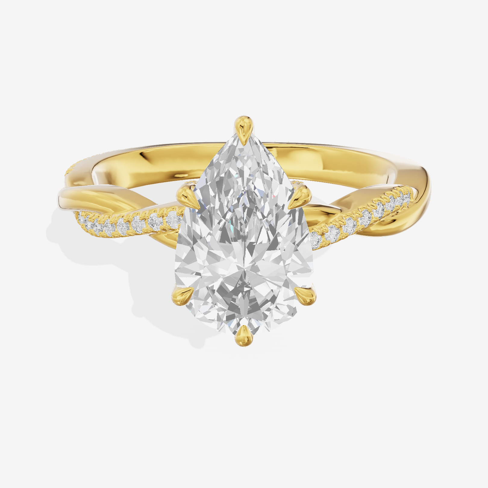 Petite Adorae Pear Hidden Halo Engagement Ring (1/5 ct. tw.) in 14K Yellow Gold