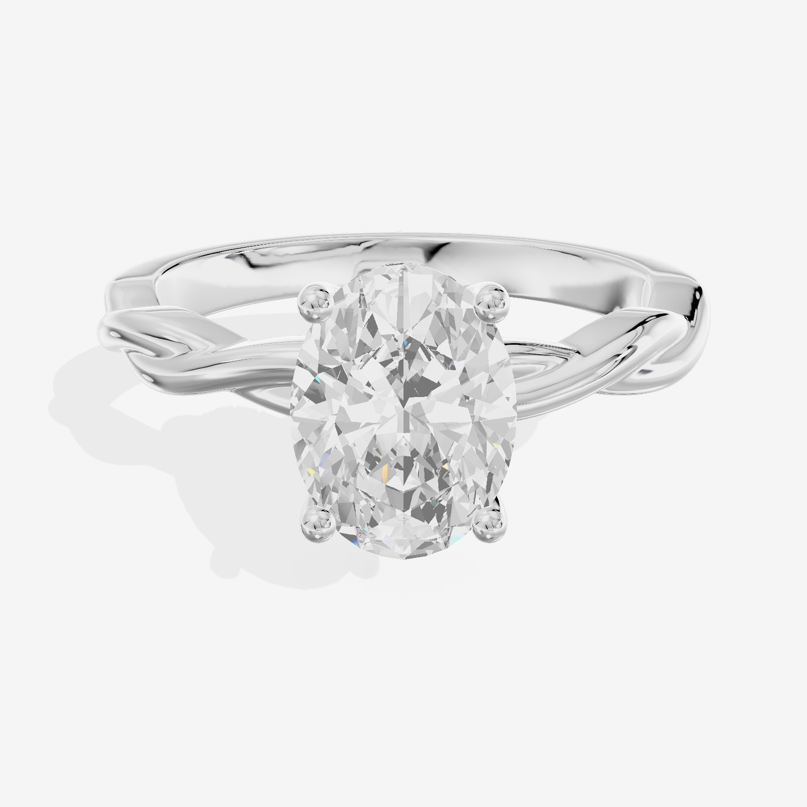 Twine Hidden Halo Oval Engagement Ring (1/20 ct. tw.) in 18K White Gold