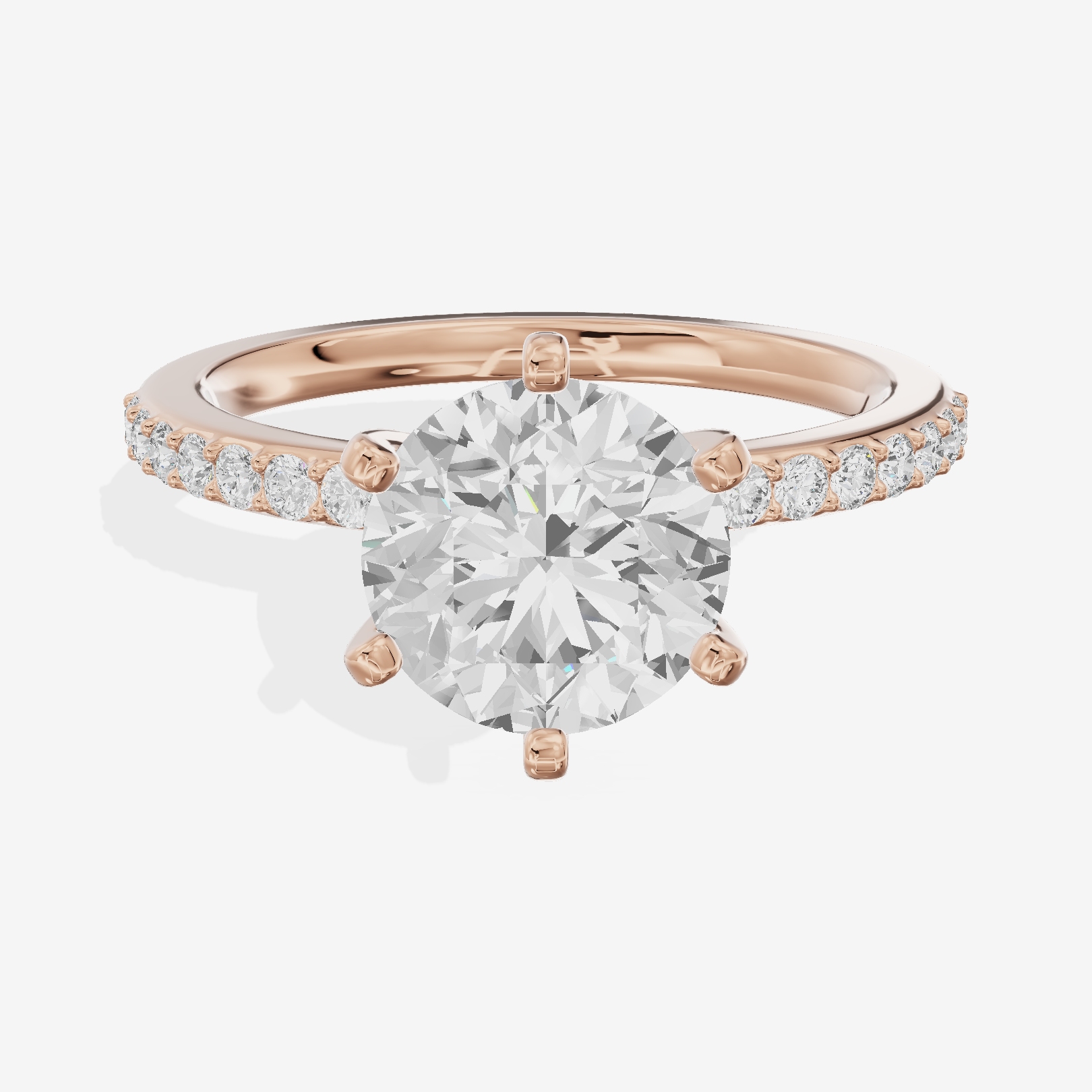 Petite Mayrelle Round Engagement Ring with Side Stones (1/5 ct. tw.) in 18K Rose Gold