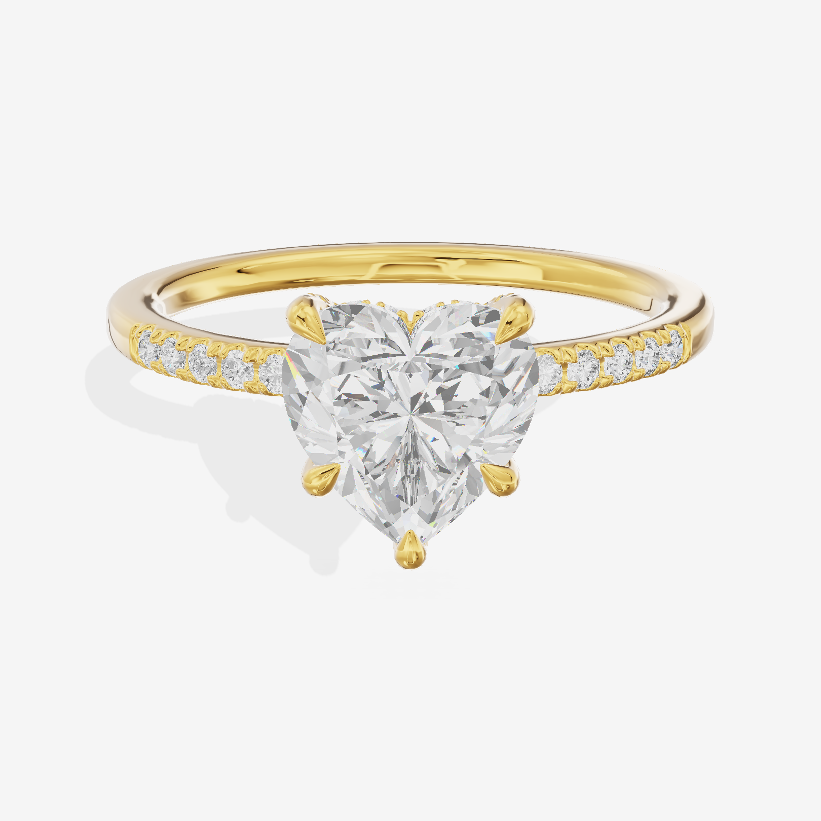Tender Whisper Heart Engagement Ring with Side Stones (1/6 ct. tw.) in 14K Yellow Gold
