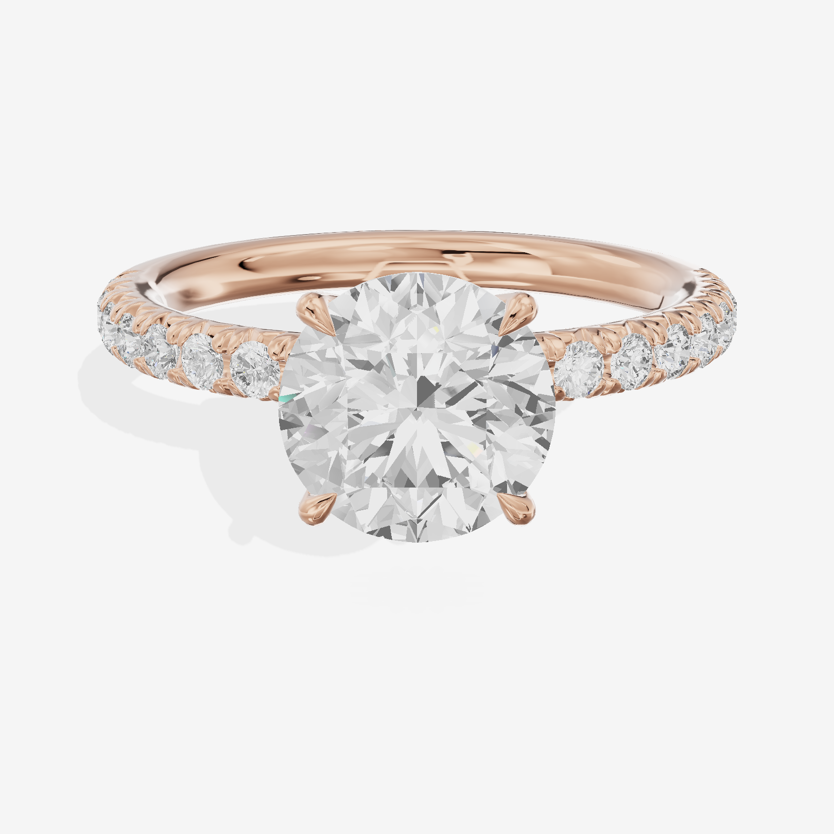Bowed Whisper Round Engagement Ring with Side Stones (1/4 ct. tw.) in 18K Rose Gold