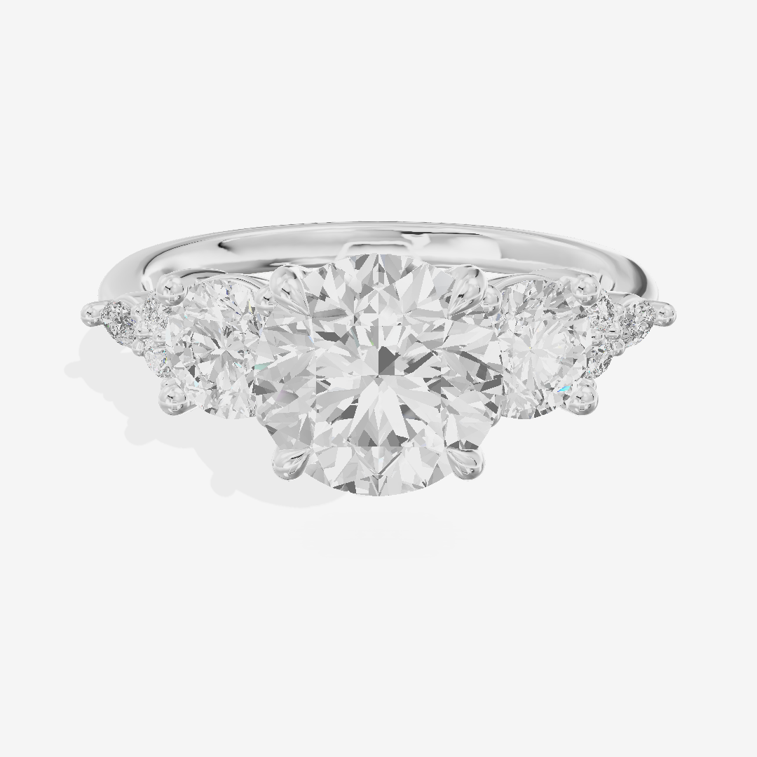 Luxe Halcyon Three Stone Round Engagement Ring (3/4 ct. tw.) in 14K White Gold