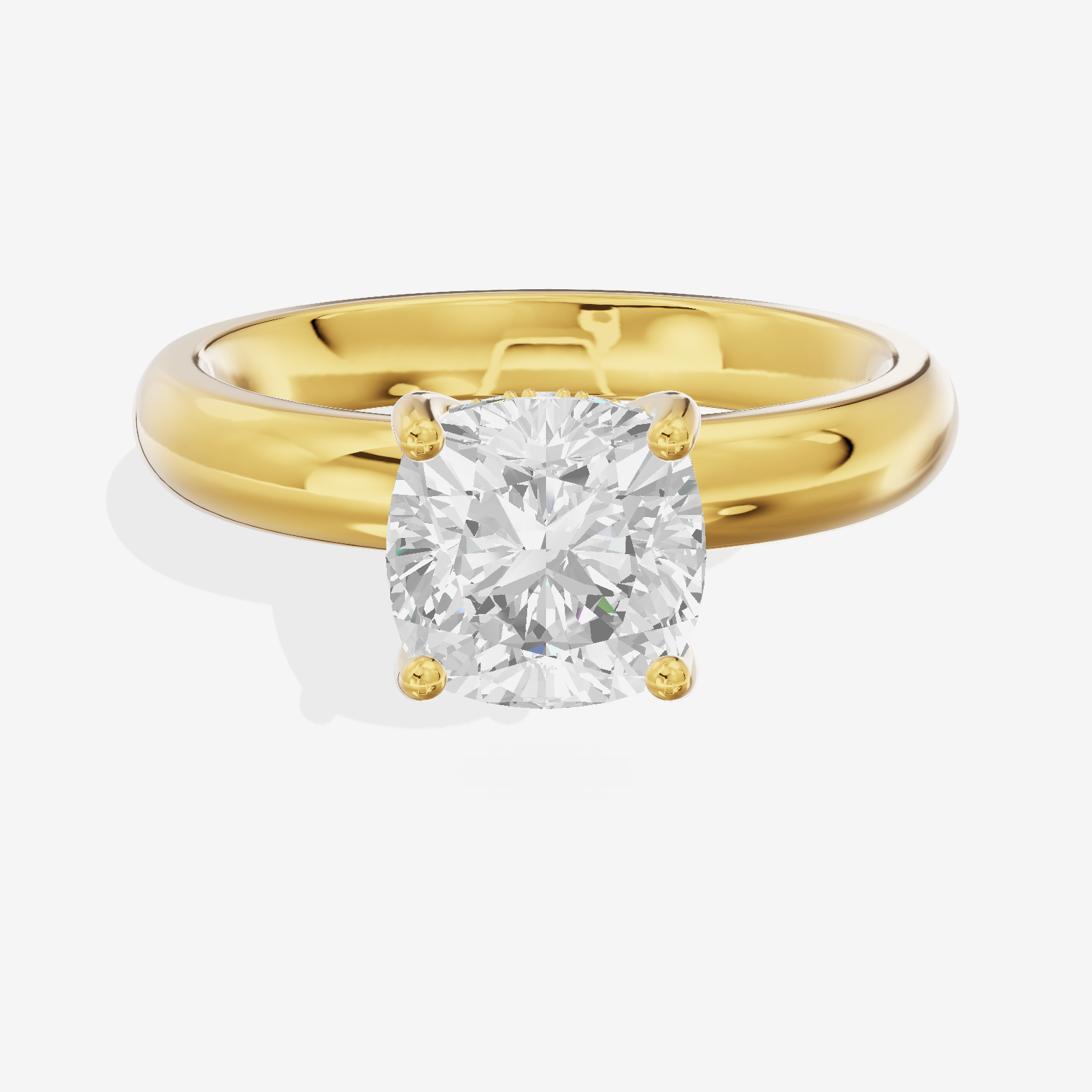 Triade Halo Cushion Engagement Ring (1/15 ct. tw.) in 14K Yellow Gold