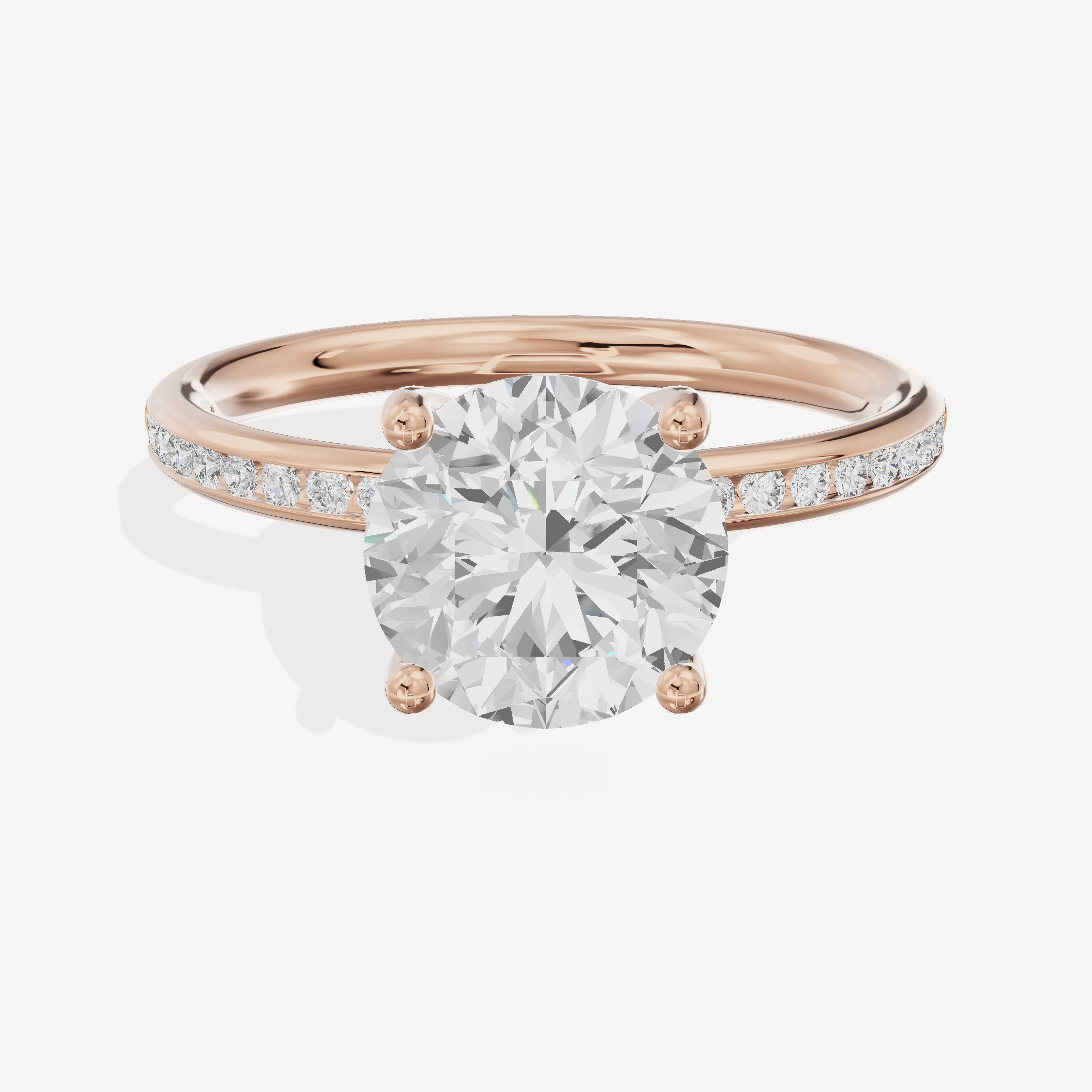 Classic Trellise Round Engagement Ring with Side Stones (1/8 ct. tw.) in 18K Rose Gold