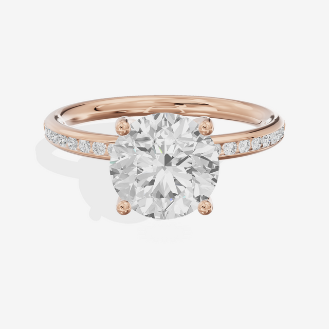 Classic Trellise Round Engagement Ring with Side Stones (1/8 ct. tw.) in 18K Rose Gold