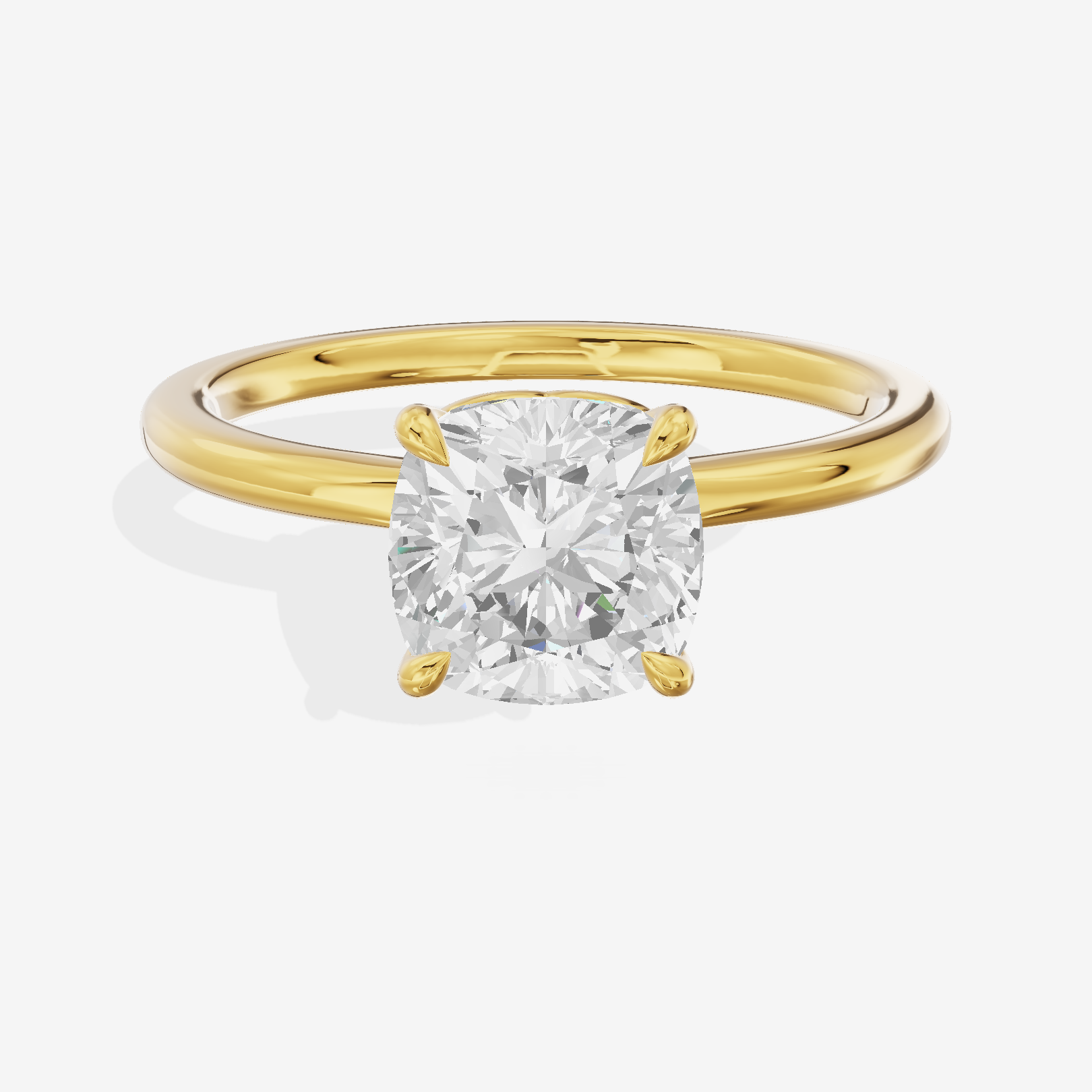 Coeurine Solitaire 1.8mm Cushion Solitaire Engagement Ring in 18K Yellow Gold