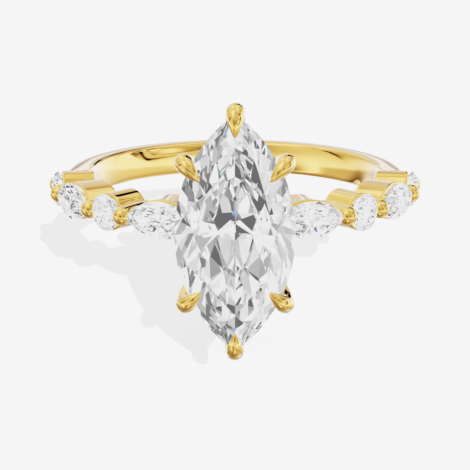 Vintage Selenia Marquise Engagement Ring with Side Stones (1/4 ct. tw.) in 18K Yellow Gold