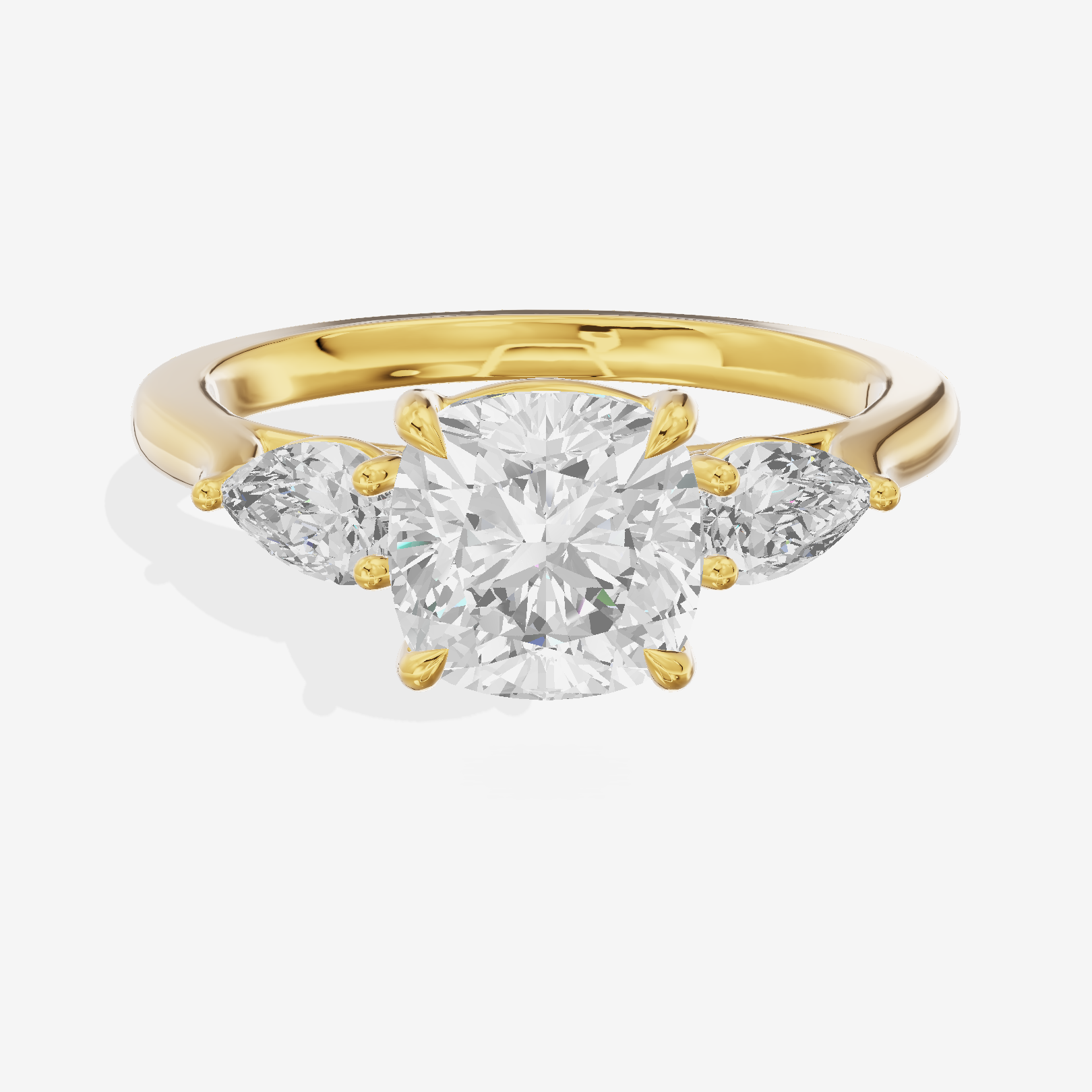 Classic Eversince Cushion Engagement Ring with Side Stones (2/5 ct. tw.) in 18K Yellow Gold