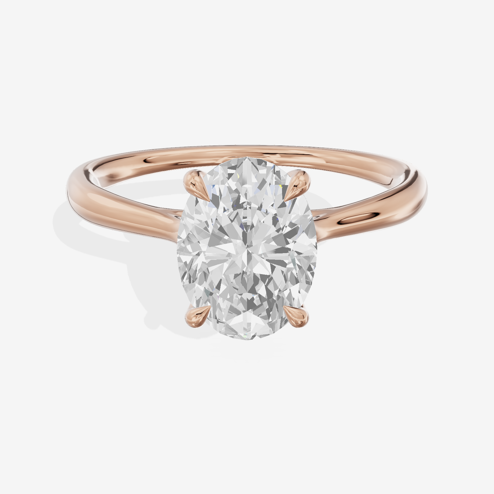 Mayrelle 2mm Oval Solitaire Engagement Ring in 18K Rose Gold