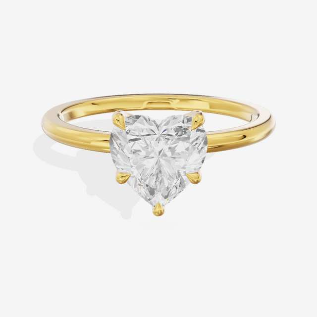 Sincere Cathedral 1.5mm Heart Six-Prong Engagement Ring in 14K Yellow Gold