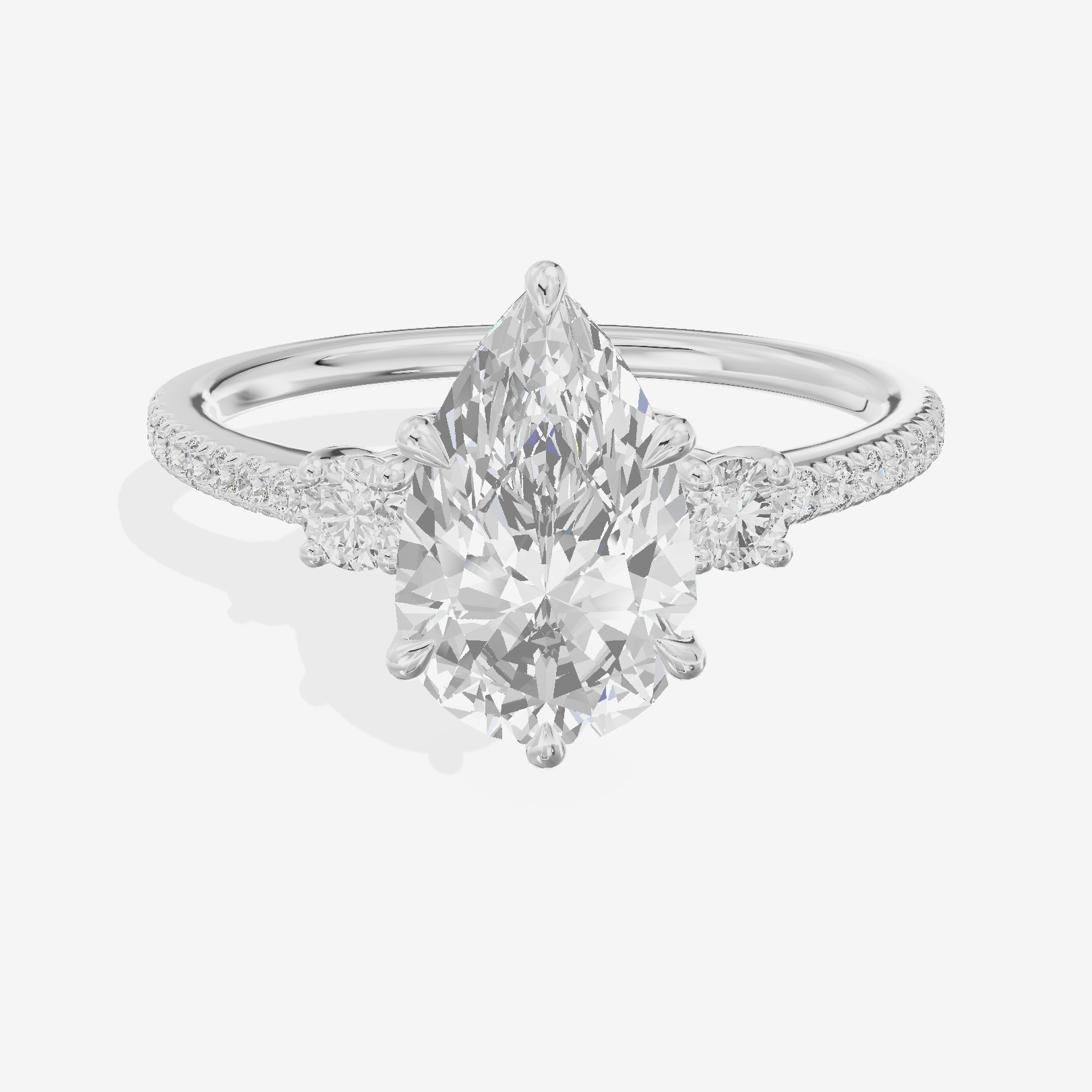 Mirth Three Stone Pear Engagement Ring (1/4 ct. tw.) in Platinum