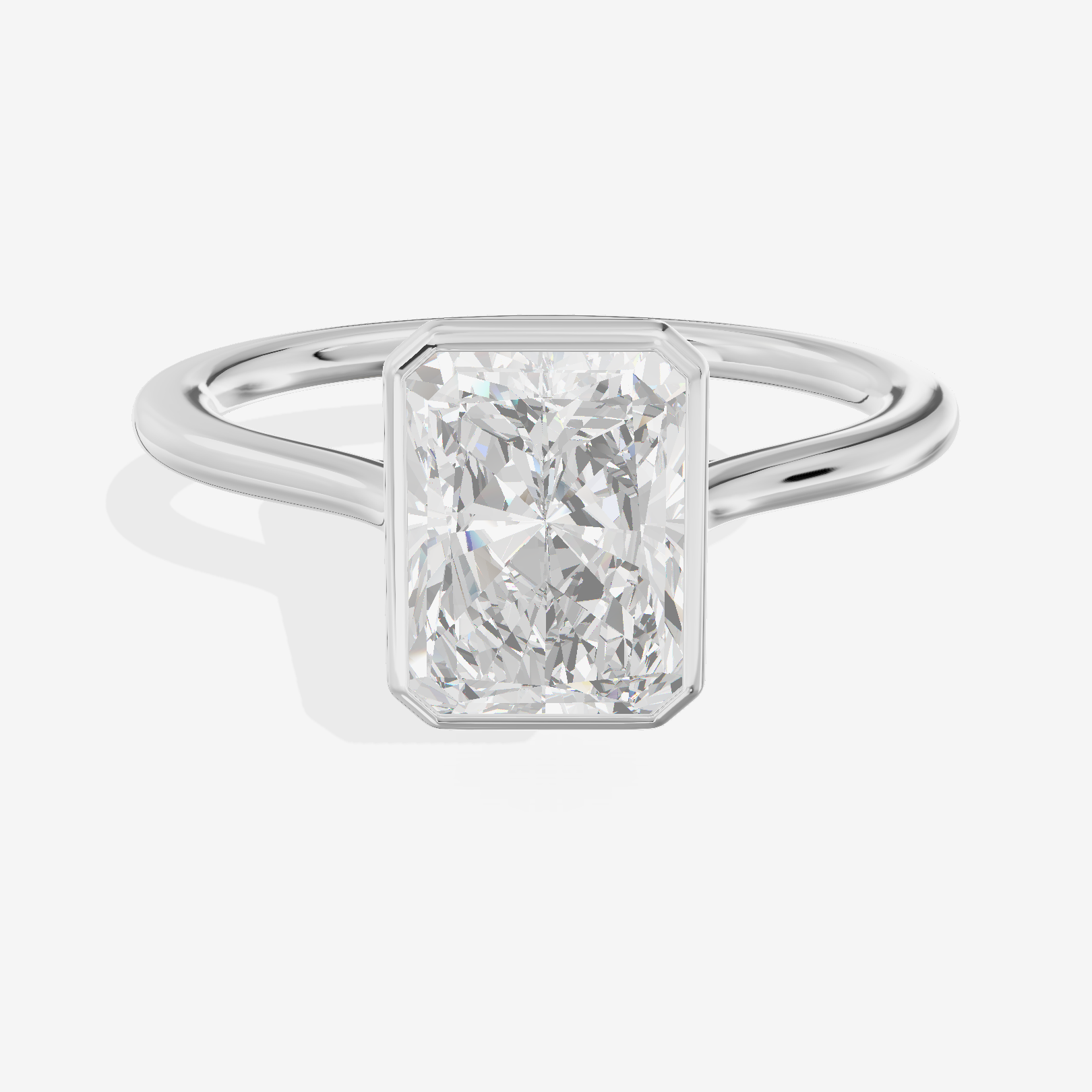 Petite Vowsae 1.5mm Radiant Bezel Engagement Ring in Platinum