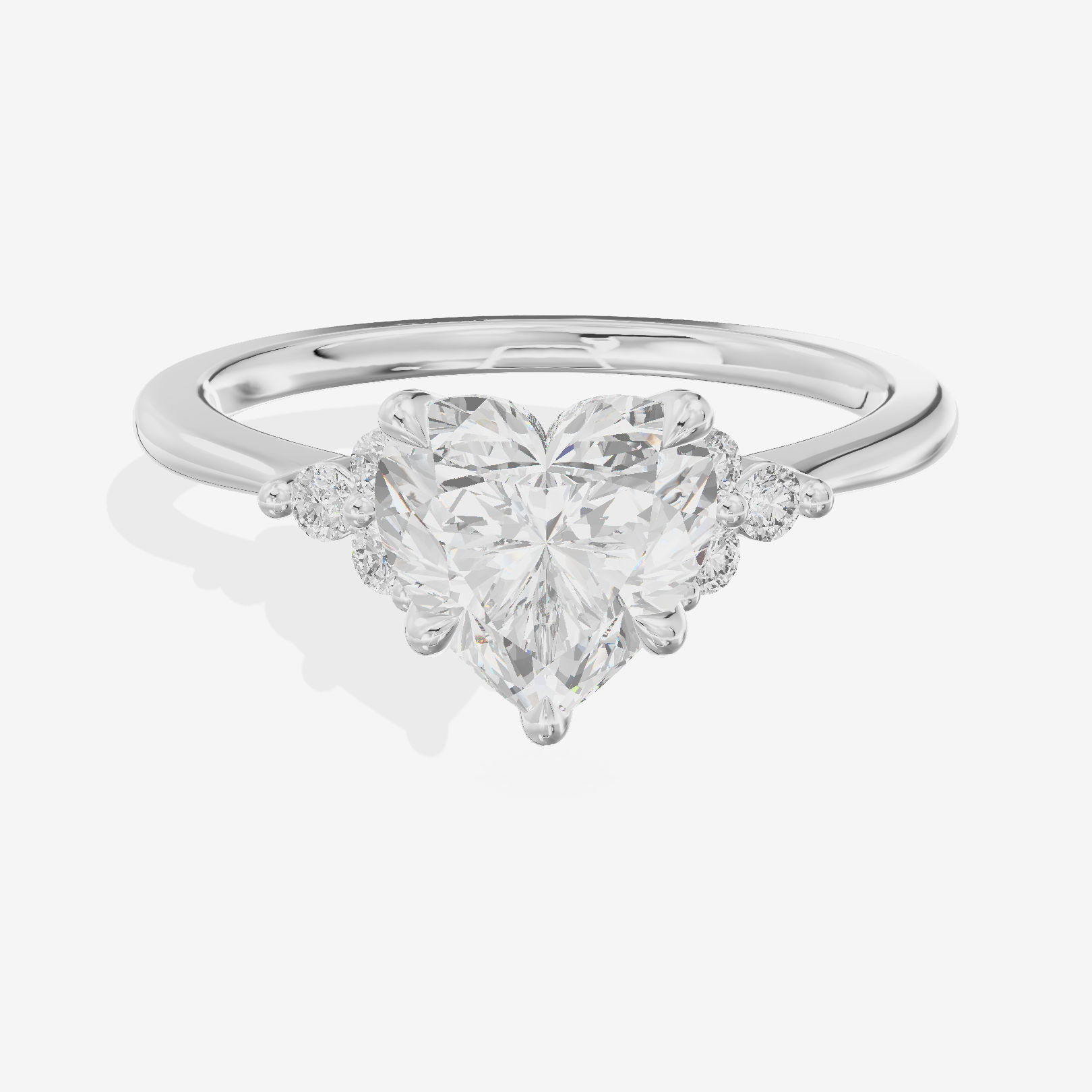 Petite Whisper Heart Engagement Ring with Side Stones (1/10 ct. tw.) in Platinum