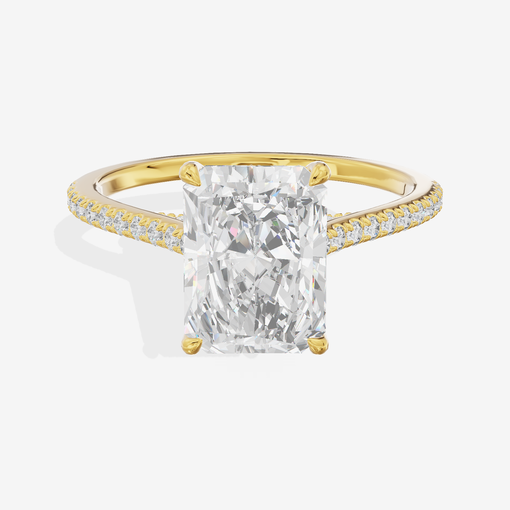 Luxe Aimora Radiant Engagement Ring with Side Stones (1/4 ct. tw.) in 14K Yellow Gold