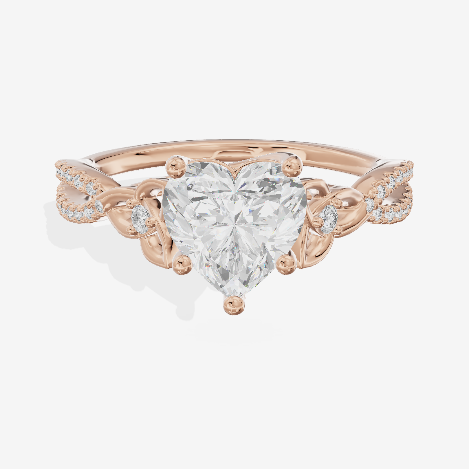 Luxe Sincere Heart Engagement Ring with Side Stones (1/10 ct. tw.) in 14K Rose Gold