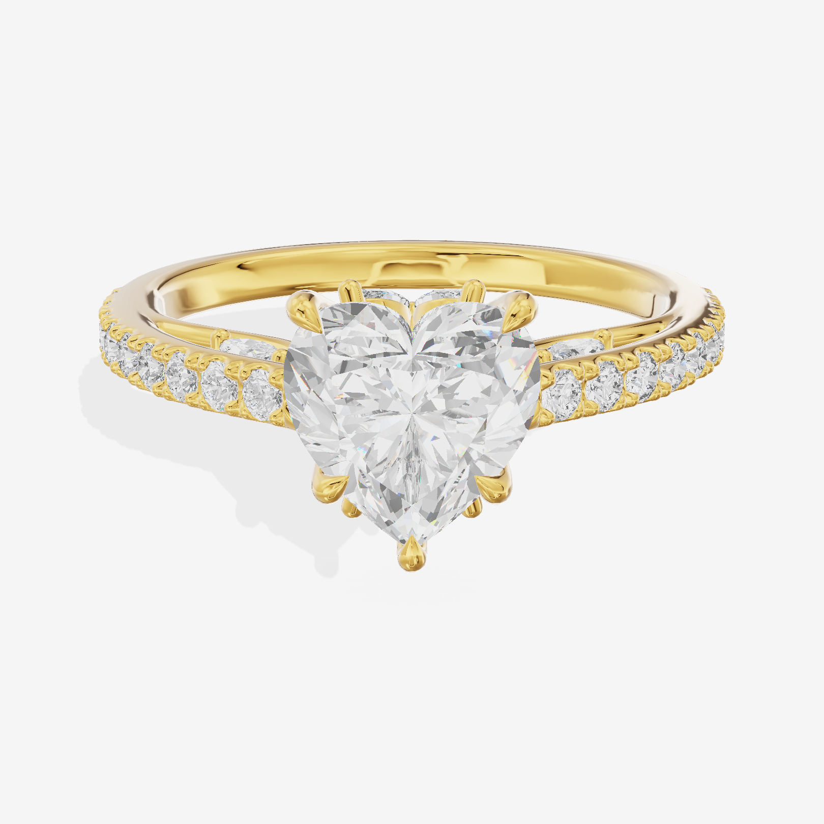 Twine Cathedral 1.8mm Heart Solitaire Engagement Ring (1/2 ct. tw.) in 18K Yellow Gold
