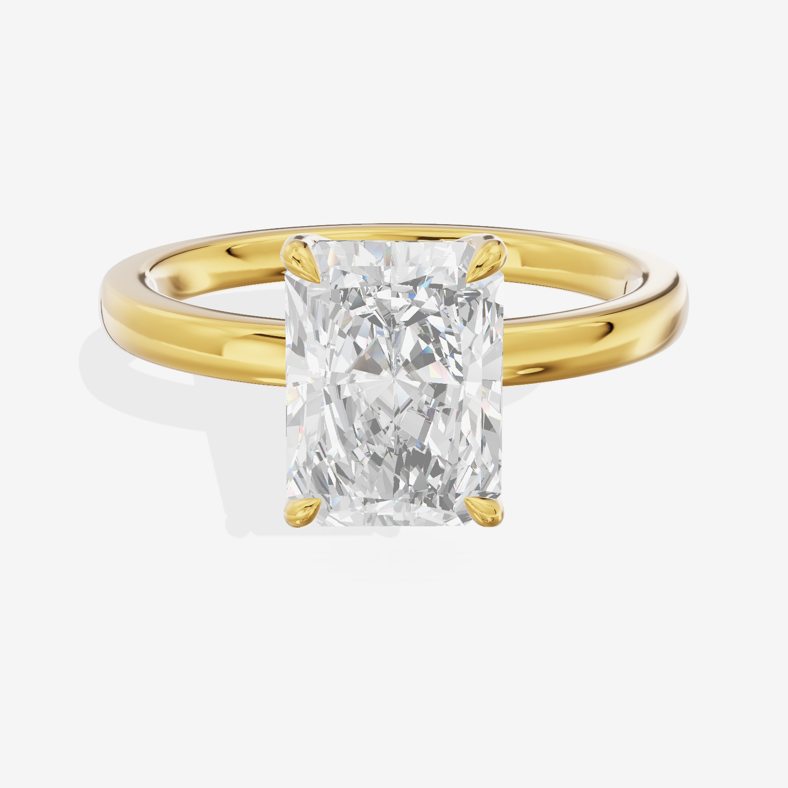 Heartline 2mm Radiant Solitaire Engagement Ring in 14K Yellow Gold