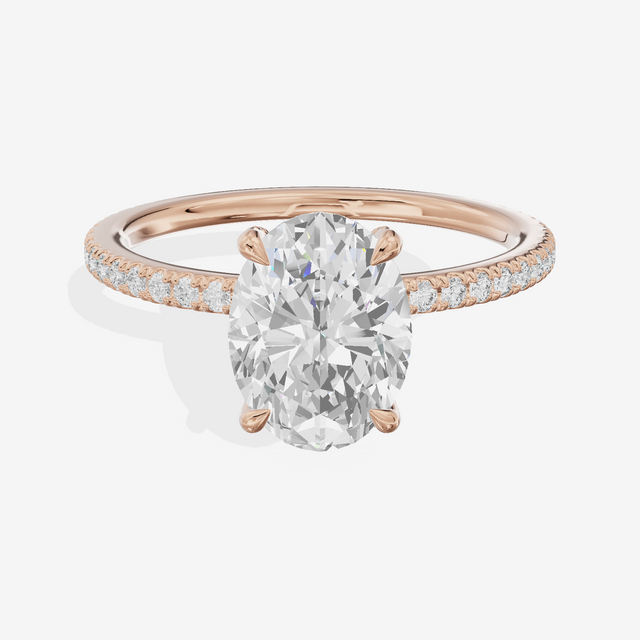 Lustrous Sincere Oval Engagement Ring with Side Stones (1/3 ct. tw.) in 14K Rose Gold