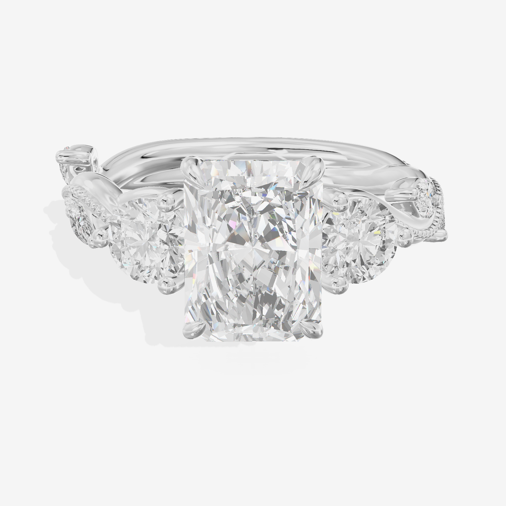 Vintage Belovae Radiant Three Stone Engagement Ring (3/5 ct. tw.) in Platinum
