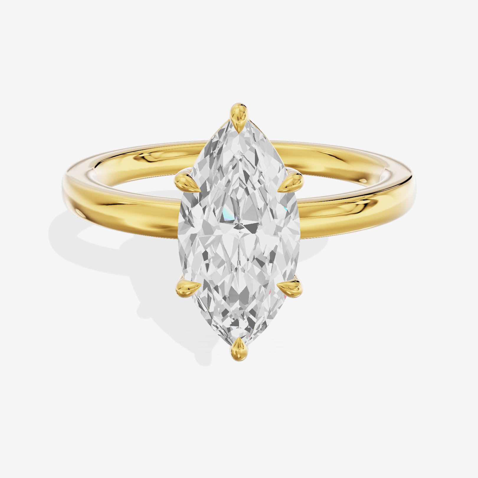 Heartline 2mm Marquise Solitaire Engagement Ring in 14K Yellow Gold