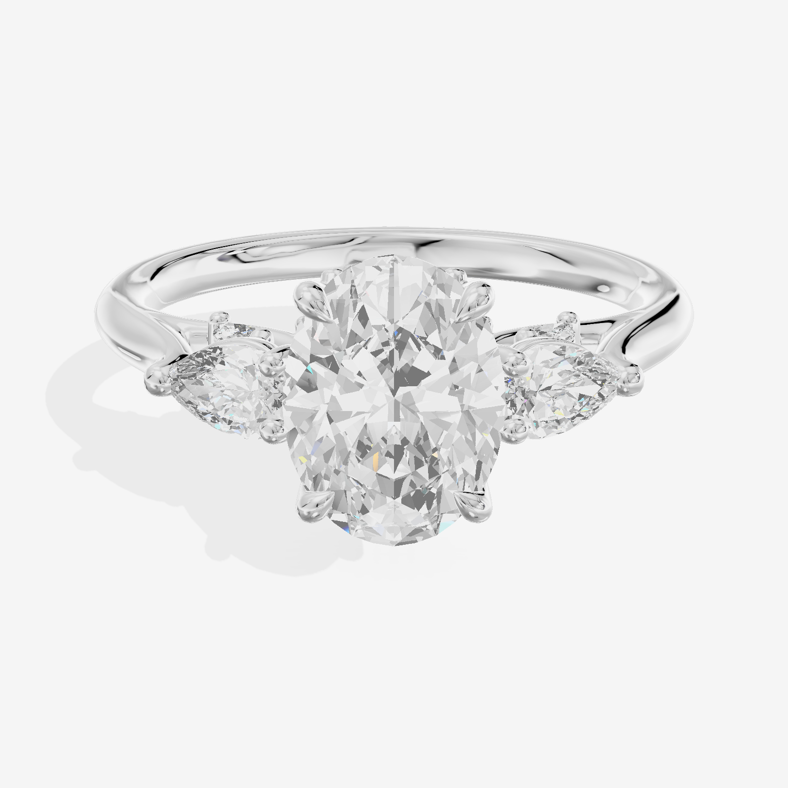 Classic Vowsae Three Stone Oval Engagement Ring (3/5 ct. tw.) in 18K White Gold