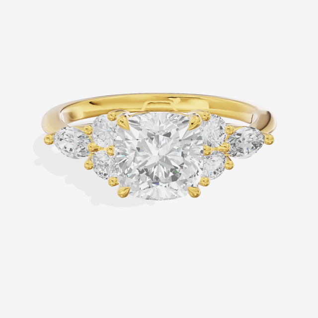 Luxe Vowsae Cushion Engagement Ring with Side Stones (2/5 ct. tw.) in 18K Yellow Gold