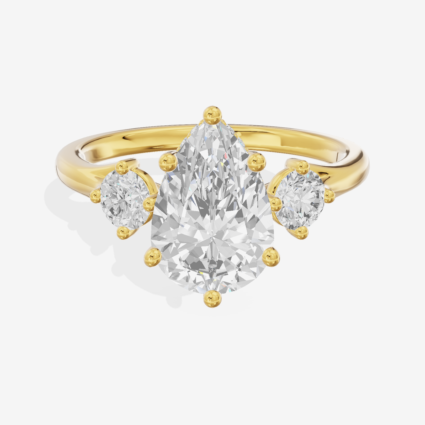 Luxe Solea Three Stone Pear Engagement Ring (1/3 ct. tw.) in 14K Yellow Gold