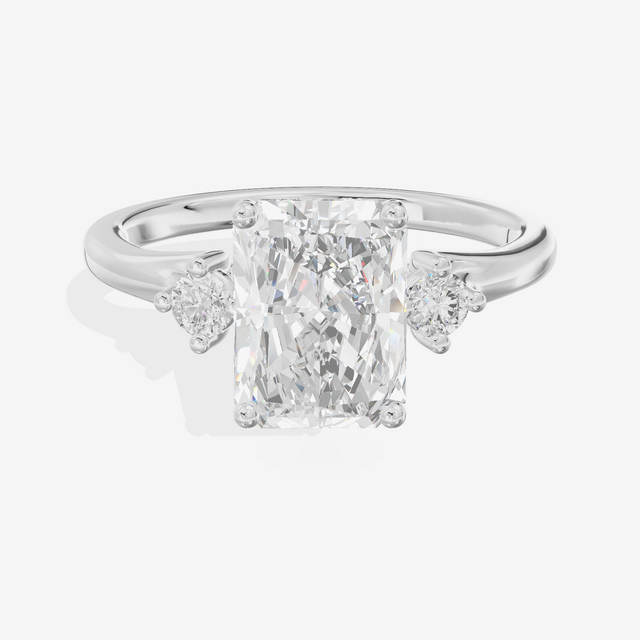Sincere Three Stone Radiant Engagement Ring (1/6 ct. tw.) in 18K White Gold