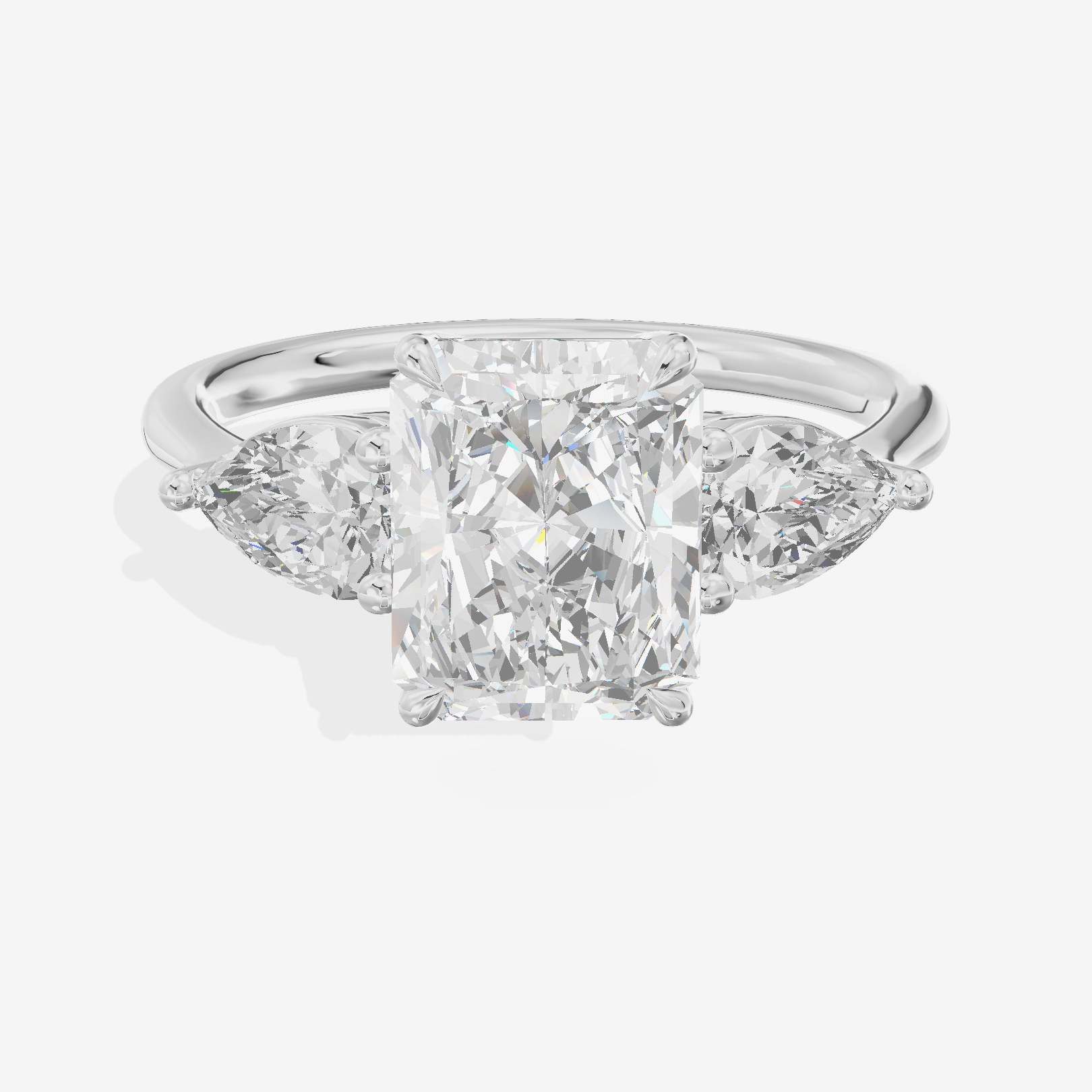 Luxe Adorae Three Stone Radiant Engagement Ring (3/4 ct. tw.) in 14K White Gold