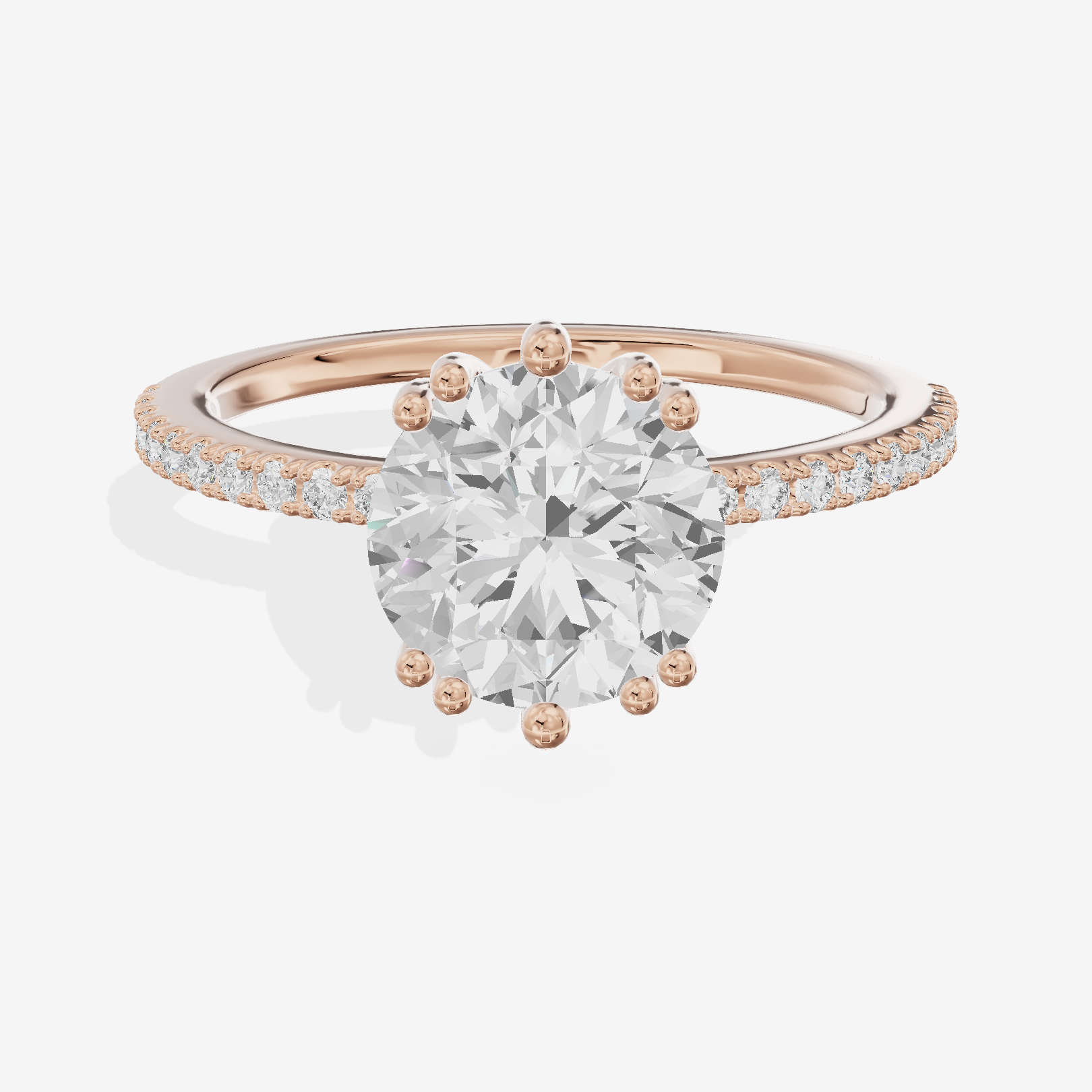Luxe Mirelle Round Hidden Halo Engagement Ring (1/6 ct. tw.) in 14K Rose Gold