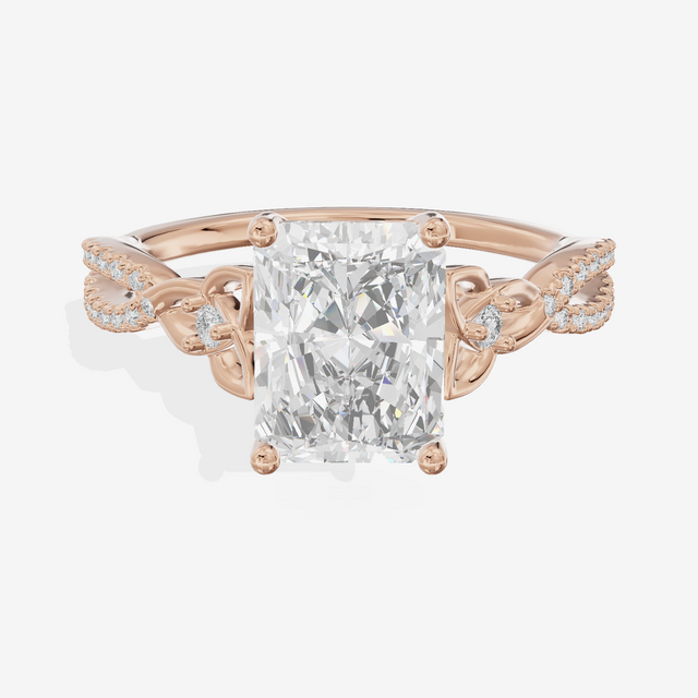 Luxe Sincere Radiant Engagement Ring with Side Stones (1/10 ct. tw.) in 18K Rose Gold