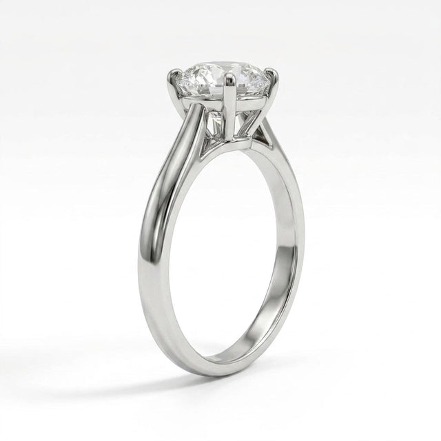 Cathedral Solitaire Round Engagement Ring (2.35 ct.) in Platinum