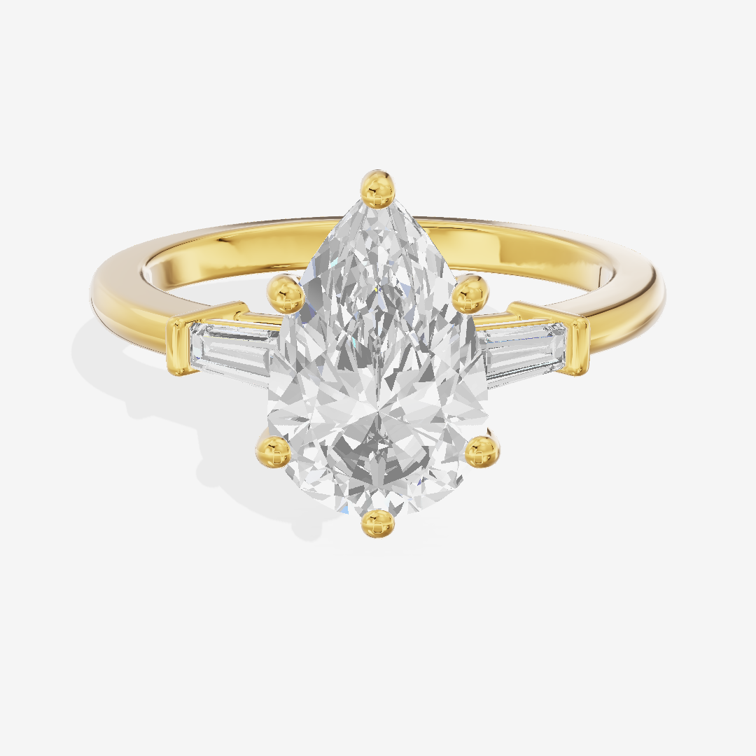 Eternal Coeurine Three Stone Pear Engagement Ring (1/5 ct. tw.) in 18K Yellow Gold