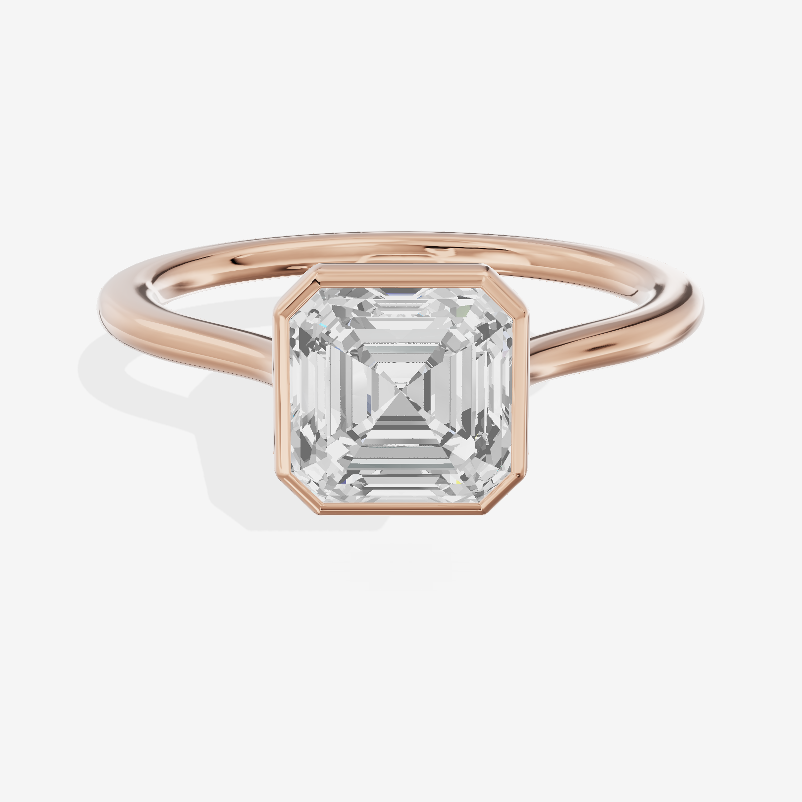 Petite Vowsae 1.5mm Asscher Bezel Engagement Ring in 18K Rose Gold