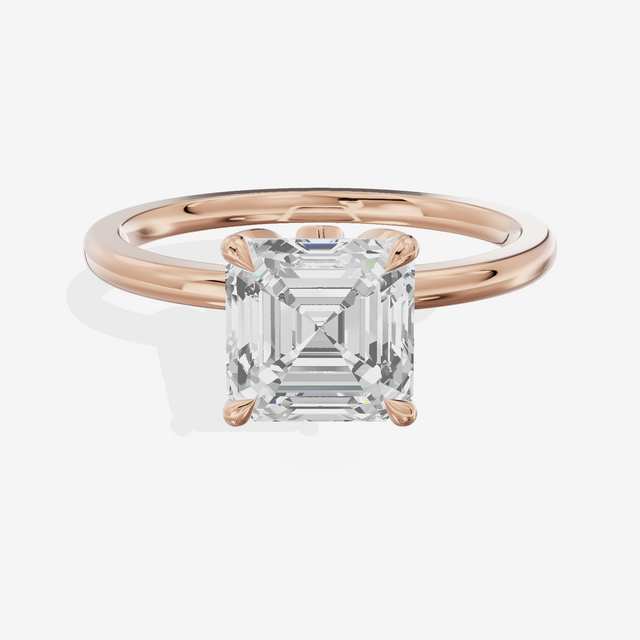 Whispered Vowsae Asscher Engagement Ring with Side Stones (1/15 ct. tw.) in 14K Rose Gold